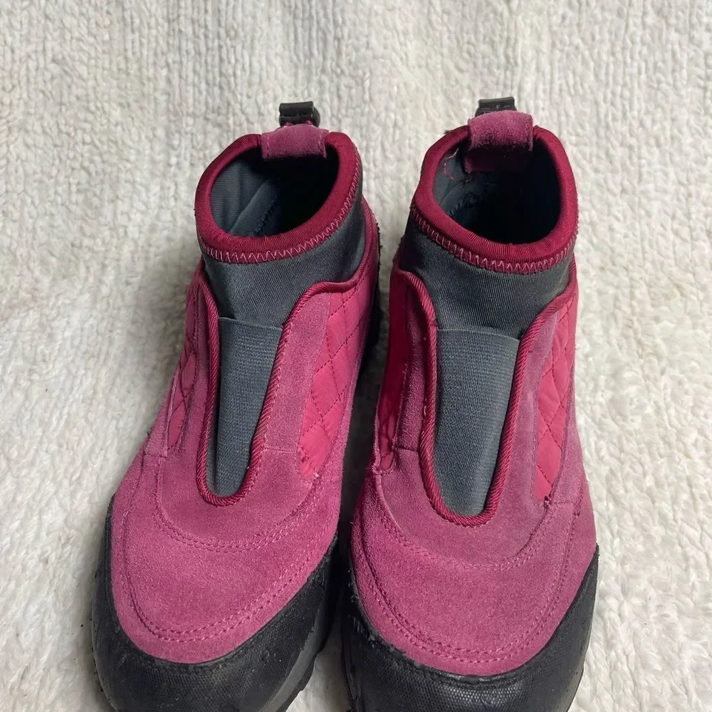 LANDS END Snow Trekker 394044 Pink ,Gray& Black Quilted Ankle Boots SZ8.5B